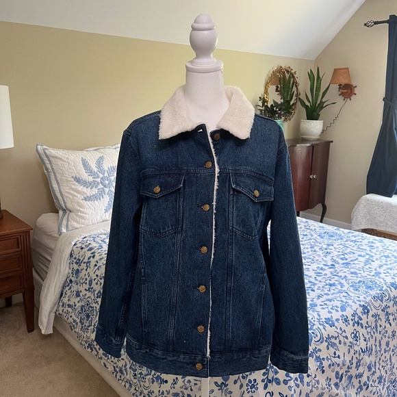 NWT Draper James Shearling Jean Jacket Size Small (Oversized) - Picture 11 of 16